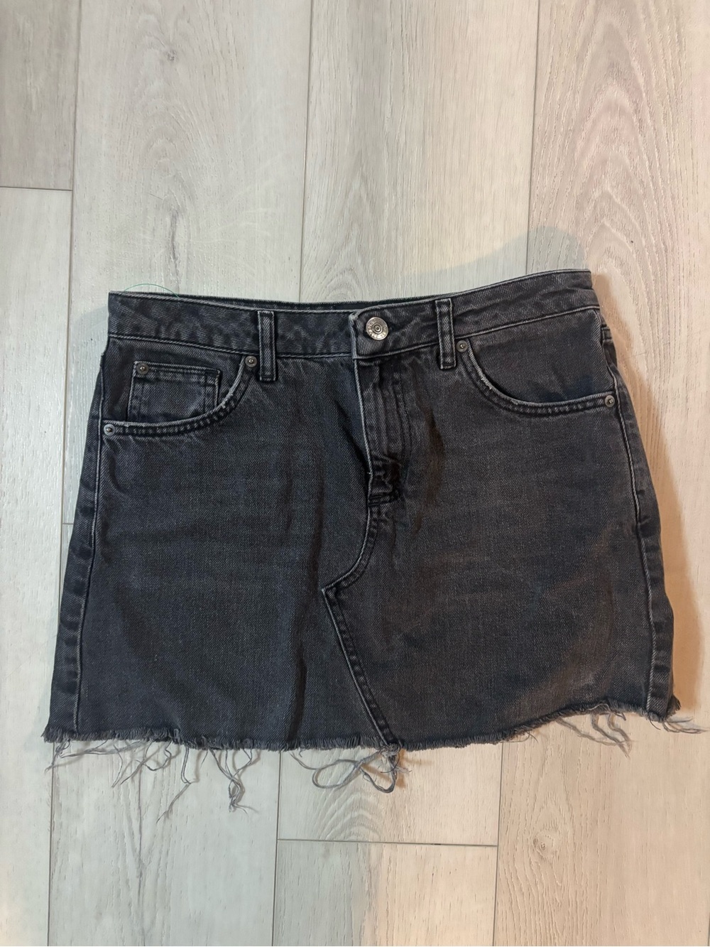 BDG Black Denim Mini Skirt - Casual Raw Hem